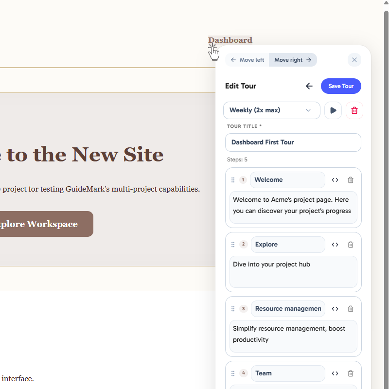 Build tour with the step editor